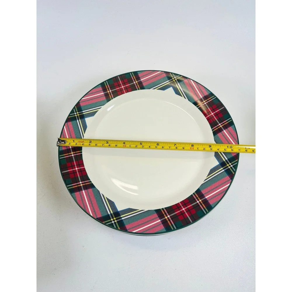 Pottery Barn Stewart Plaid Dinner‎ Plates Set of 4 Red Green Christmas Holiday